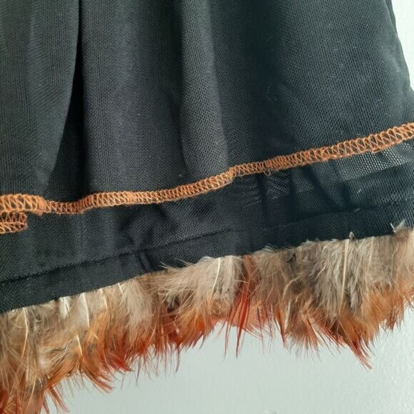 TRISTAN & ISEUT Feather Trim Skirt Slip Black Mesh Midi Underskirt Sz S - Picture 6 of 14
